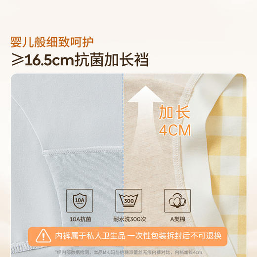 奶糖派大码内裤女零染棉黄油小熊高腰纯棉加长档胖mm女士三角短裤 商品图4