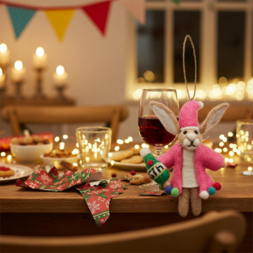 北京仓｜Felt So Good-Christmas Party Animal-派对达人兔子 羊毛毡 圣诞挂件［英国设计师］ 商品图0