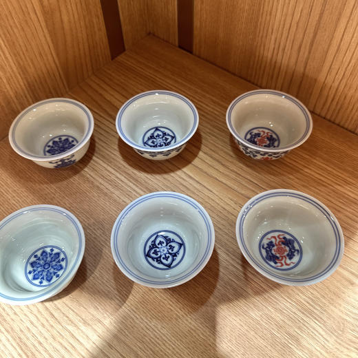 成艺工坊高档功夫茶器茶碗陶瓷茶具青花系列主人杯6杯装 商品图1