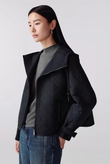 朗姿 简约休闲连帽羊毛短款棉服双向拉链外套LCGD98PHC001 商品图1