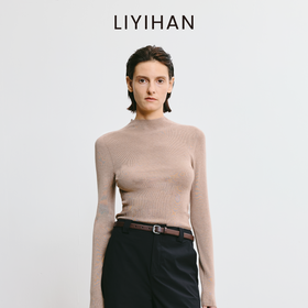 LIYIHAN 2026春季新款醋酸羊绒灰色半高领打底针织衫女毛衣设计感