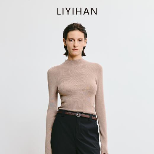 LIYIHAN 2026春季新款醋酸羊绒灰色半高领打底针织衫女毛衣设计感 商品图0