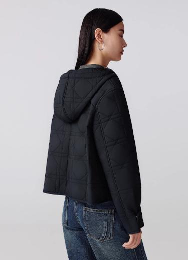 朗姿 简约休闲连帽羊毛短款棉服双向拉链外套LCGD98PHC001 商品图3