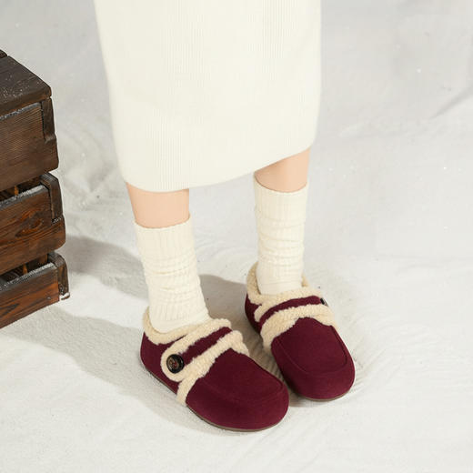 西村名物2025年冬季新款厚底防滑厚绒内里舒适保暖勃肯鞋毛毛鞋T25DM40111 商品图3