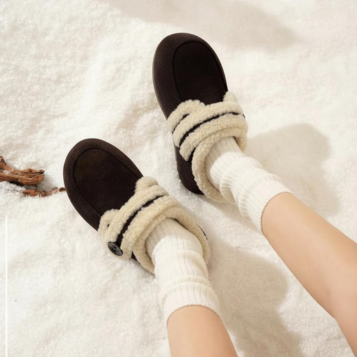 西村名物2025年冬季新款厚底防滑厚绒内里舒适保暖勃肯鞋毛毛鞋T25DM40111 商品图8