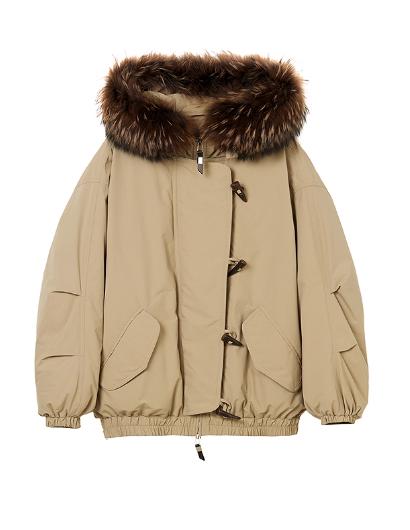 朗姿 【匈牙利白鹅绒】 大毛领短款派克羽绒服厚LCGD98OYC019 商品图9