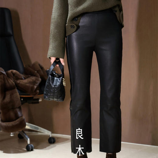 【预售7天】良木礼羊皮烟管裤（皮面）（Q259301） 商品图3
