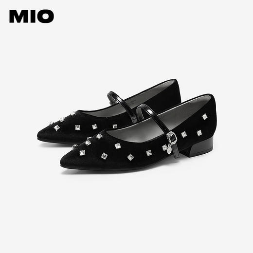 MIO米奥2026春季新款尖头低跟一字式扣带浅口单鞋水钻玛丽珍女鞋M261460106 商品图2