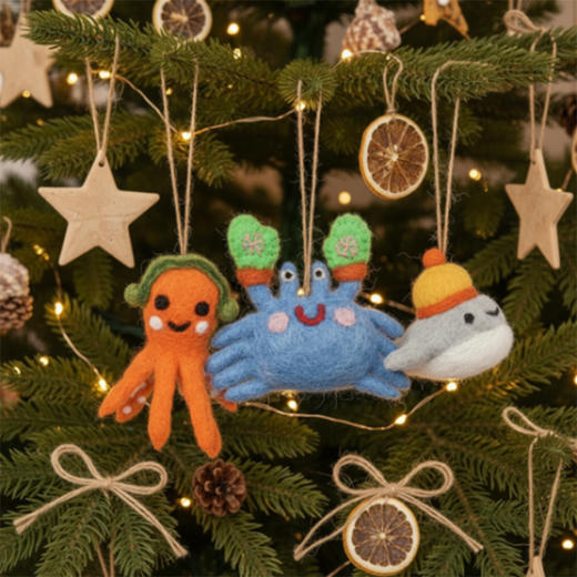 北京仓｜Felt So Good-Christmas Sealife-海洋小分队 羊毛毡 圣诞挂件（3件套）［英国设计师］ 商品图2