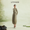 LIYIHAN 2026春新款法式天丝羊毛连衣裙女绿色长袖裙子小众设计感 商品缩略图2