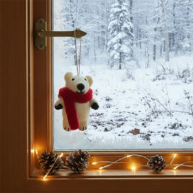 北京仓｜Felt So Good-Pedro Polar Bear-红围巾北极熊 佩德罗 羊毛毡 挂件［英国设计师］