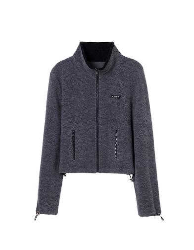 朗姿 休闲针织短外套女翻领拼色抽绳上衣LCGD98JJP001 商品图6