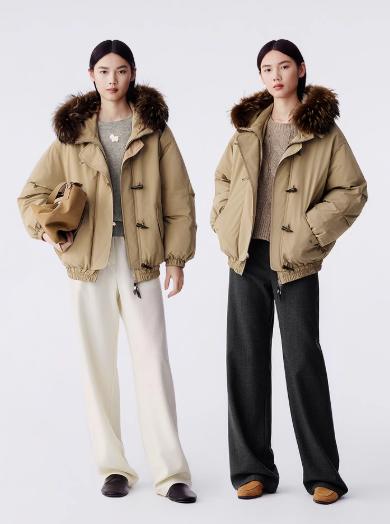 朗姿 【匈牙利白鹅绒】 大毛领短款派克羽绒服厚LCGD98OYC019 商品图5