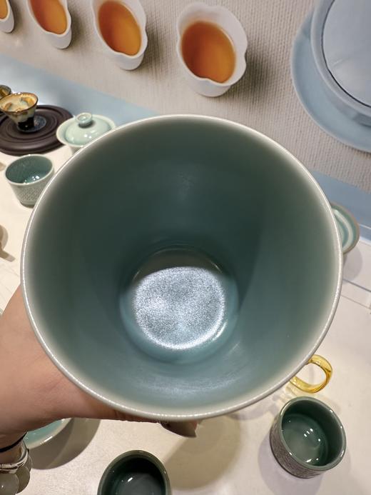 清新中式陶瓷咖啡杯绿色浮雕马上有钱纹装饰家用杯子新年礼物本土斋奔马纹青瓷可乐杯 商品图7