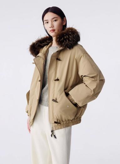 朗姿 【匈牙利白鹅绒】 大毛领短款派克羽绒服厚LCGD98OYC019 商品图2