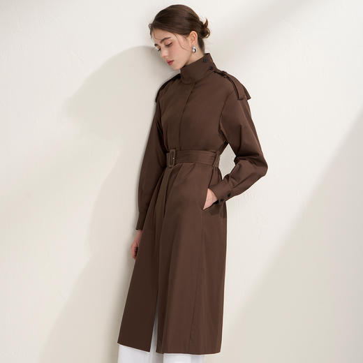 EITIE爱特爱英伦风通勤时尚复古立领本布腰带收腰2026春季新款风衣A2604101 商品图1