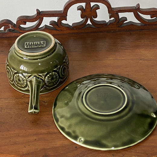 英国1970sTAMS绿色系列陶瓷手柄汤碗碟组合 B0295 商品图3