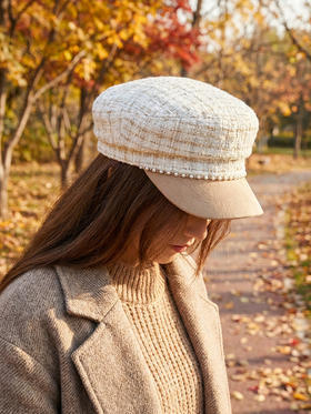 北京仓｜CA4LA-KATRINA-粗花呢 海军帽（白色）［日本设计师］