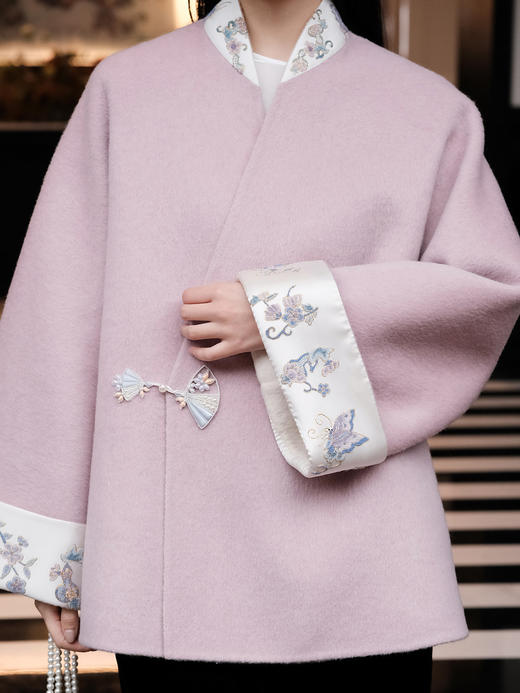 盛唐牡丹盛奢系列 | 葫芦纹福禄纹打籽绣羊毛偏襟大衣 商品图1