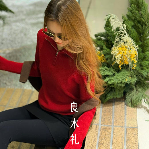 【预售7天】良木礼山羊绒半拉链上衣（2460F） 商品图3