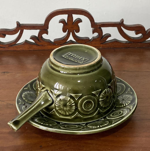 英国1970sTAMS绿色系列陶瓷手柄汤碗碟组合 B0295 商品图2