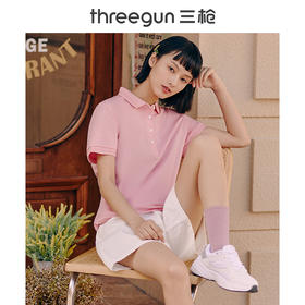 Threegun三枪 【丝柔棉珠地网眼】翻领商务休闲女士短袖T恤POLO衫-10500A011