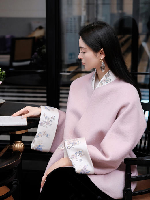 盛唐牡丹盛奢系列 | 葫芦纹福禄纹打籽绣羊毛偏襟大衣 商品图7