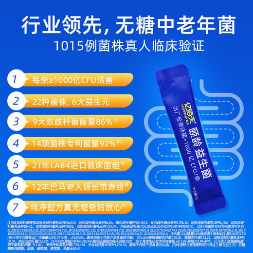 【颐龄款】亿佰天20000亿颐龄无糖中老年益生菌 20条/盒 专为50+老年人设计 商品图3