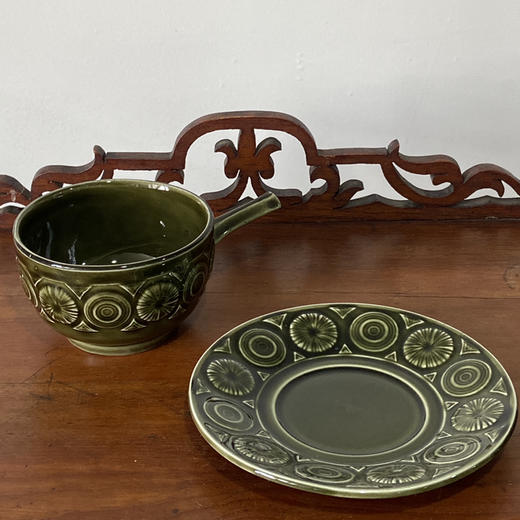 英国1970sTAMS绿色系列陶瓷手柄汤碗碟组合 B0295 商品图1