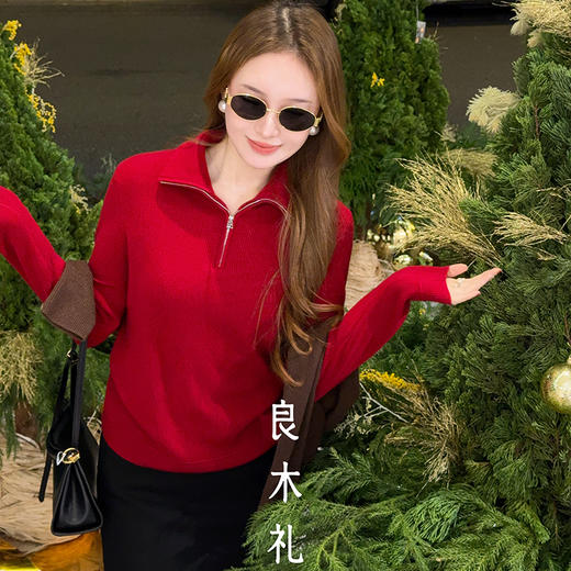 【预售7天】良木礼山羊绒半拉链上衣（2460F） 商品图4