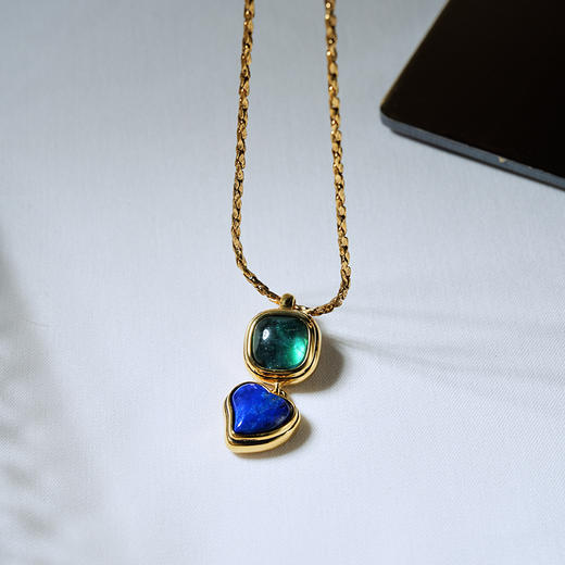 北京仓｜Goossens Paris-RENAISSANCE-湖水绿 宝蓝色 爱心 吊坠 项链［法国设计师］ 商品图0