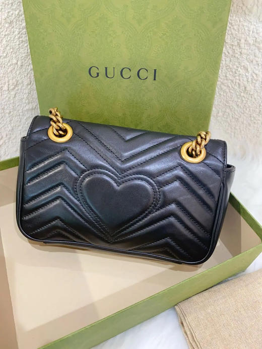Gucci 马蒙 小号 黑金 牛皮 双g 链条包 商品图1