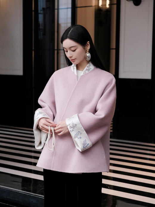 盛唐牡丹盛奢系列 | 葫芦纹福禄纹打籽绣羊毛偏襟大衣 商品图0