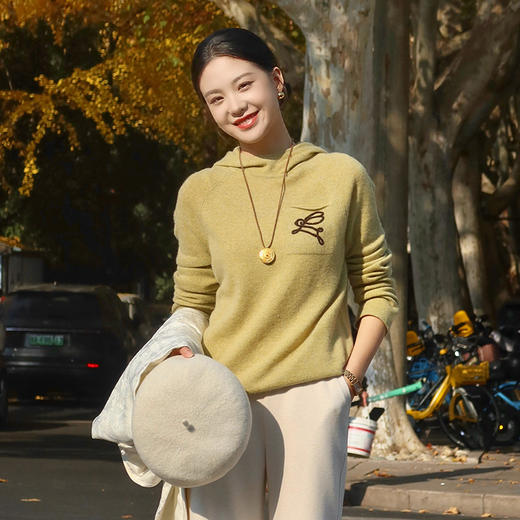 【特价不退换】【部分现货】良木礼山羊绒连帽上衣（2233F） 商品图1