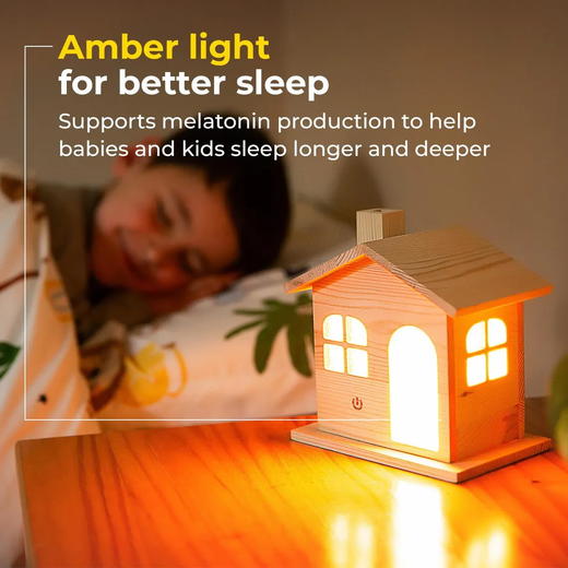 意大利 MAMA GAIA 天然木材小房子造型台灯 可调色LED温馨小夜灯床头灯 商品图2