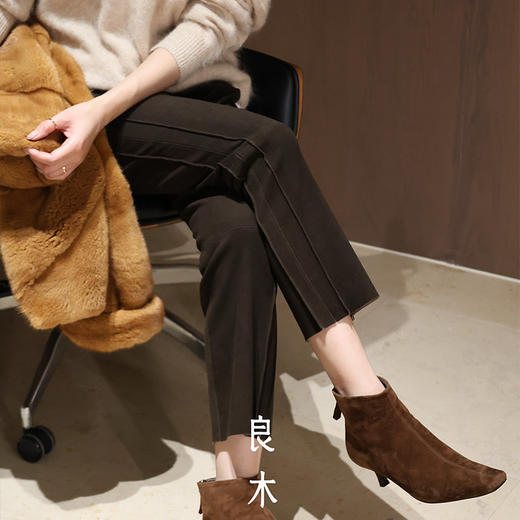 【预售7天】良木礼羊皮烟管裤（绒面）（Q259302） 商品图3