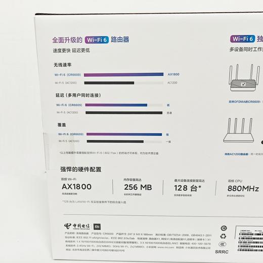 小米小米CR6609无线电信wifi6千兆双频路由器家用5g高速穿墙全网通用 商品图3