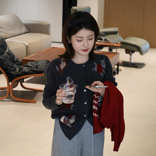 【预售7天】良木礼印花羊毛开衫(2158) 商品图4