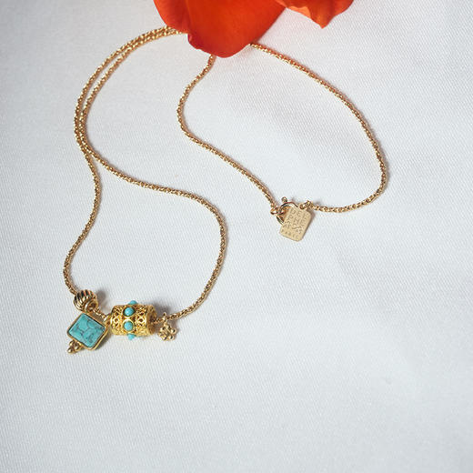 北京仓｜DELPHES-CAMELLIA-山茶花 祈祷轮 松石 项链［法国设计师］ 商品图2