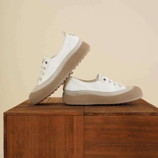 【牛皮革】西村名物2026年春季新款舒适透气厚底防滑系带休闲小板鞋小白鞋X26AM17261 商品图5