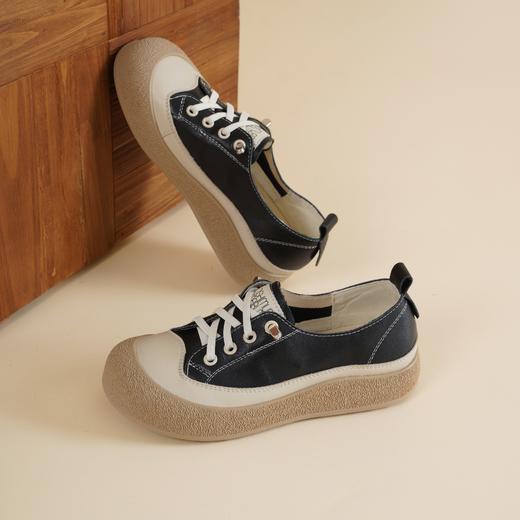 【牛皮革】西村名物2026年春季新款舒适透气厚底防滑系带休闲小板鞋小白鞋X26AM17261 商品图2