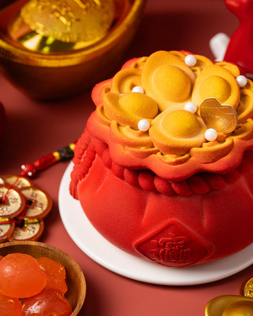 金福满袋-碧根果巧克力流心奶黄慕斯生日蛋糕（1.6磅） 商品图2