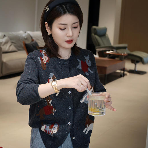 【预售7天】良木礼印花羊毛开衫(2158) 商品图1