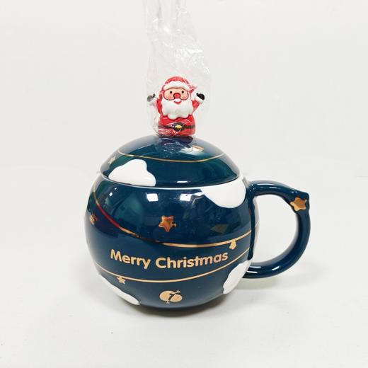 圣诞星球陶瓷杯创意带盖勺办公咖啡杯情侣马克杯小众水杯 商品图0