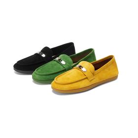 【羊皮绒面】西村名物2026年春季新款舒适平跟优雅软底软面豆豆鞋浅口单鞋X26AM17051