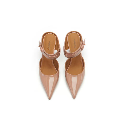 Westory夏季尖头高跟牛漆皮穆勒拖鞋后空凉鞋W23AH56021 商品图2