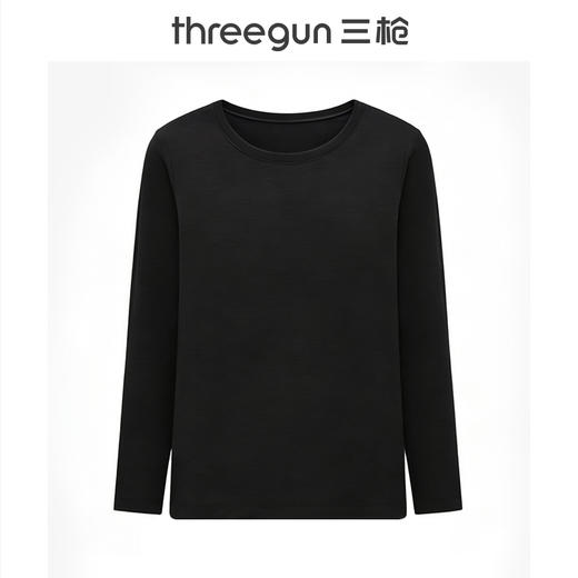 Threegun三枪 华绒羊绒木代尔圆领女打底衫-24430A021 商品图1
