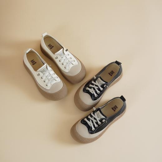 【牛皮革】西村名物2026年春季新款舒适透气厚底防滑系带休闲小板鞋小白鞋X26AM17261 商品图1