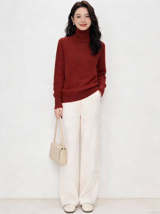 臣禾	【全能毛衫-高领】16支无缝100%绵羊毛 堆堆领侧边坑条针织衫	JZ254090875 商品图3