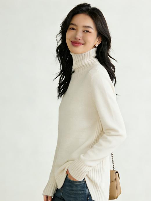 臣禾	【全能毛衫-高领】16支无缝100%绵羊毛 堆堆领侧边坑条针织衫	JZ254090875 商品图6